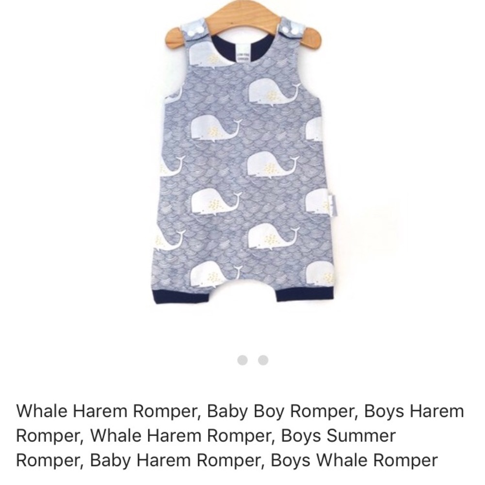 Organic baby boy whale romper